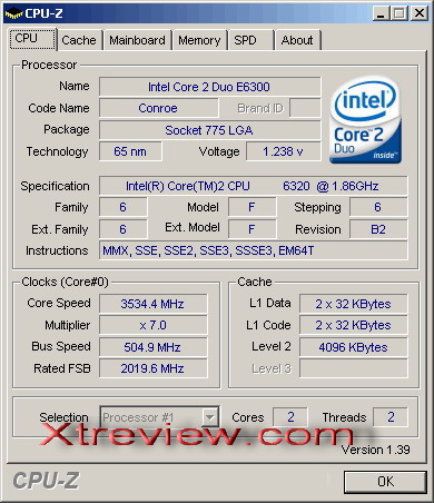 Intel core 2 Duo e6320 @ 3604 mhz