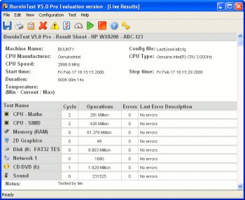 PassMark burnInTest 6.0