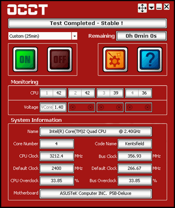 Core 2 Quad Q6600 OCCT stable