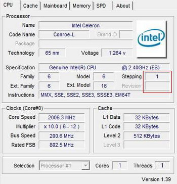 processor stepping A1