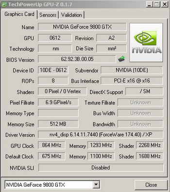geForce 9800 GTX overclocking